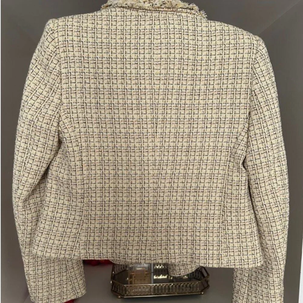 Zara Tweed Double-Breasted Jacket with Fringe, Size Medium NEW WITH TAG! - Picture 11 of 12